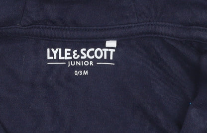 Lyle & Scott Unisex Baby Blue 0-3 Months Hooded Cotton Zip Jacket