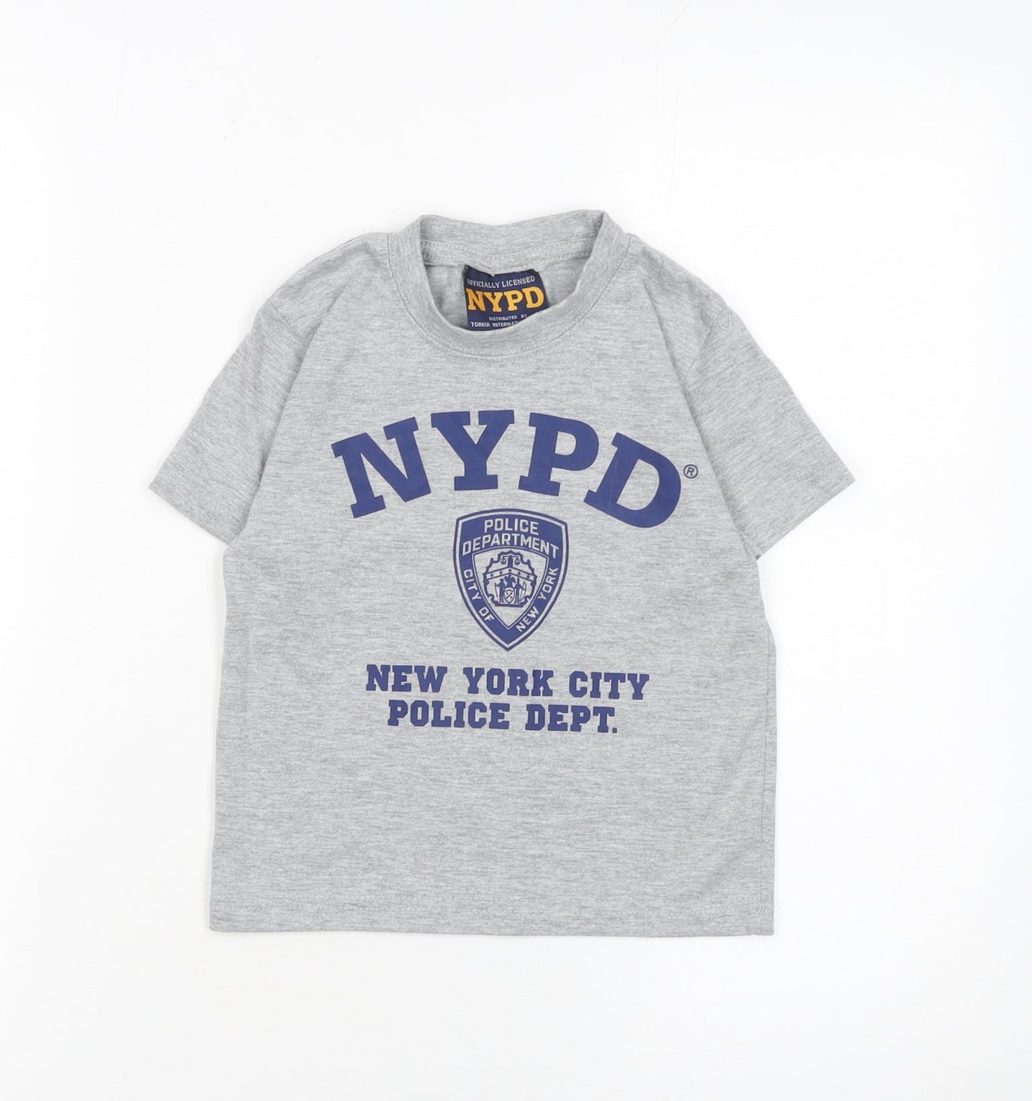 Boys UK Size XS NYPD Grey Basic T-Shirt