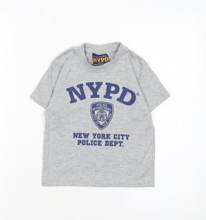 Boys UK Size XS NYPD Grey Basic T-Shirt