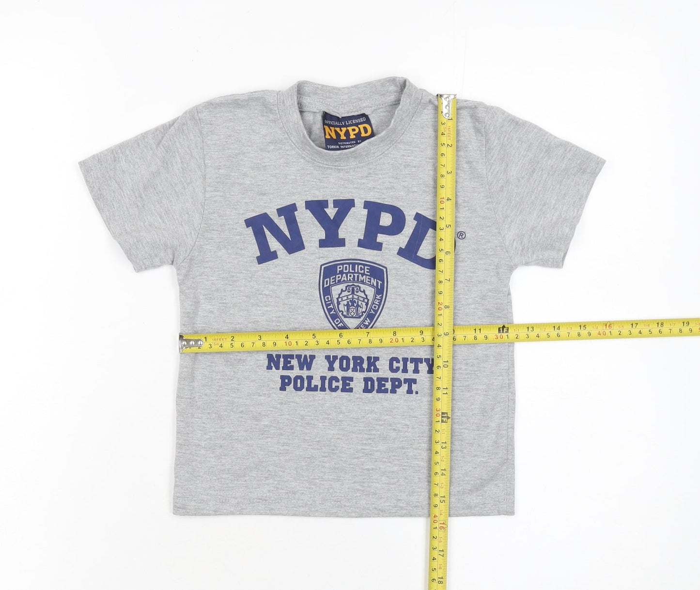 Boys UK Size XS NYPD Grey Basic T-Shirt