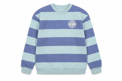 Dunnes Boys Blue Striped Pullover Sweatshirt 9-10 Years Skateboarding Print