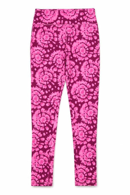 Front view of Dunnes girls’ pink tie dye stretch leggings 10-11 years