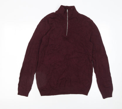 Mens UK Size S ASOS DESIGN Red Full Zip Jumper