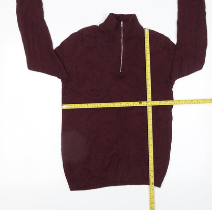 Mens UK Size S ASOS DESIGN Red Full Zip Jumper
