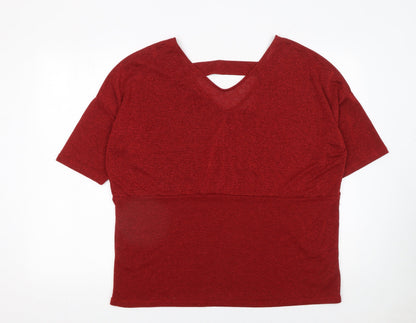 Womens UK Size 16 Anthology Red Basic T-Shirt
