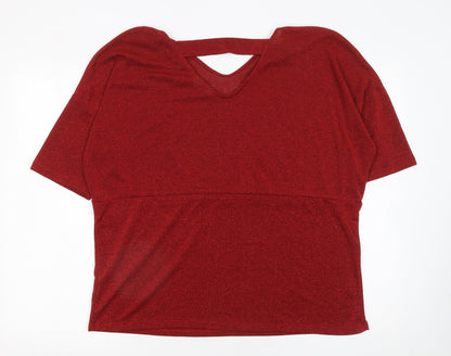 Womens UK Size 16 Anthology Red Basic T-Shirt