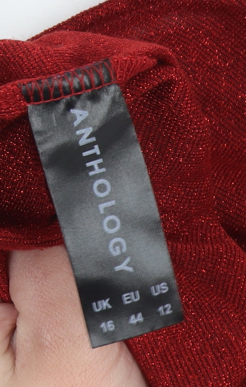 Womens UK Size 16 Anthology Red Basic T-Shirt
