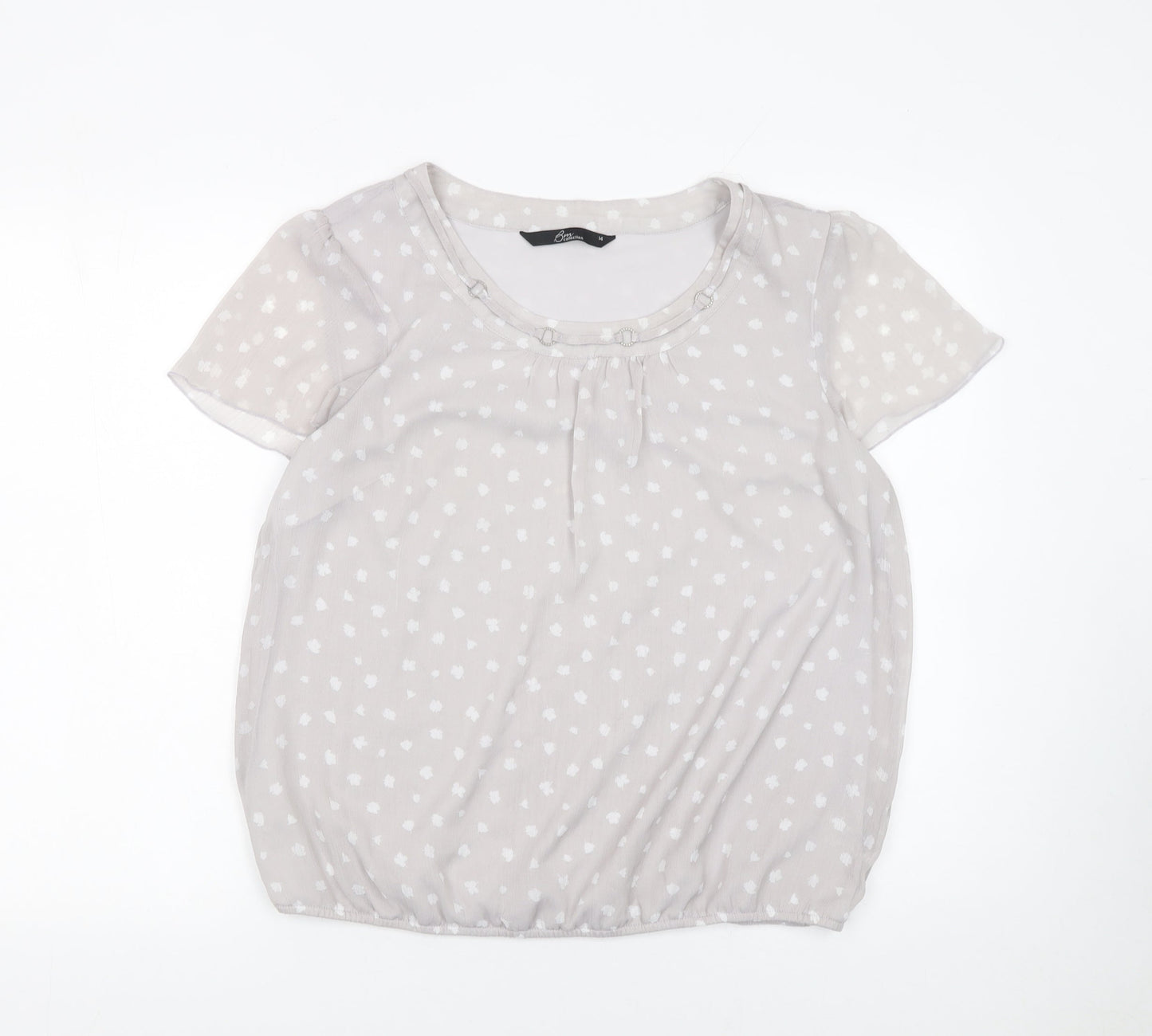 Womens UK Size 14 BM Collection Grey Basic Blouse