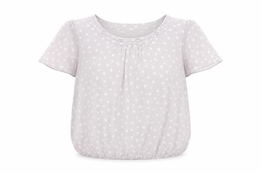 Bonmarché Women’s Grey Polka Dot Short Sleeve Chiffon Blouse Size 14