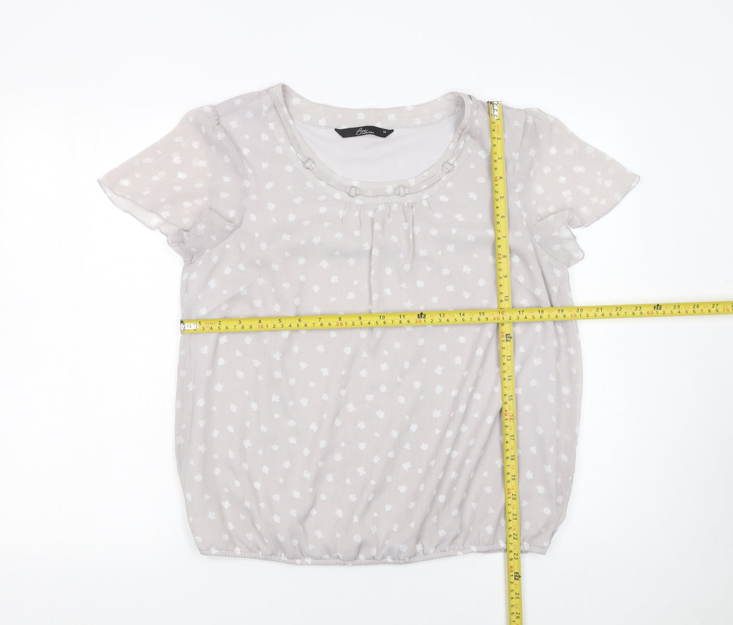 Womens UK Size 14 BM Collection Grey Basic Blouse