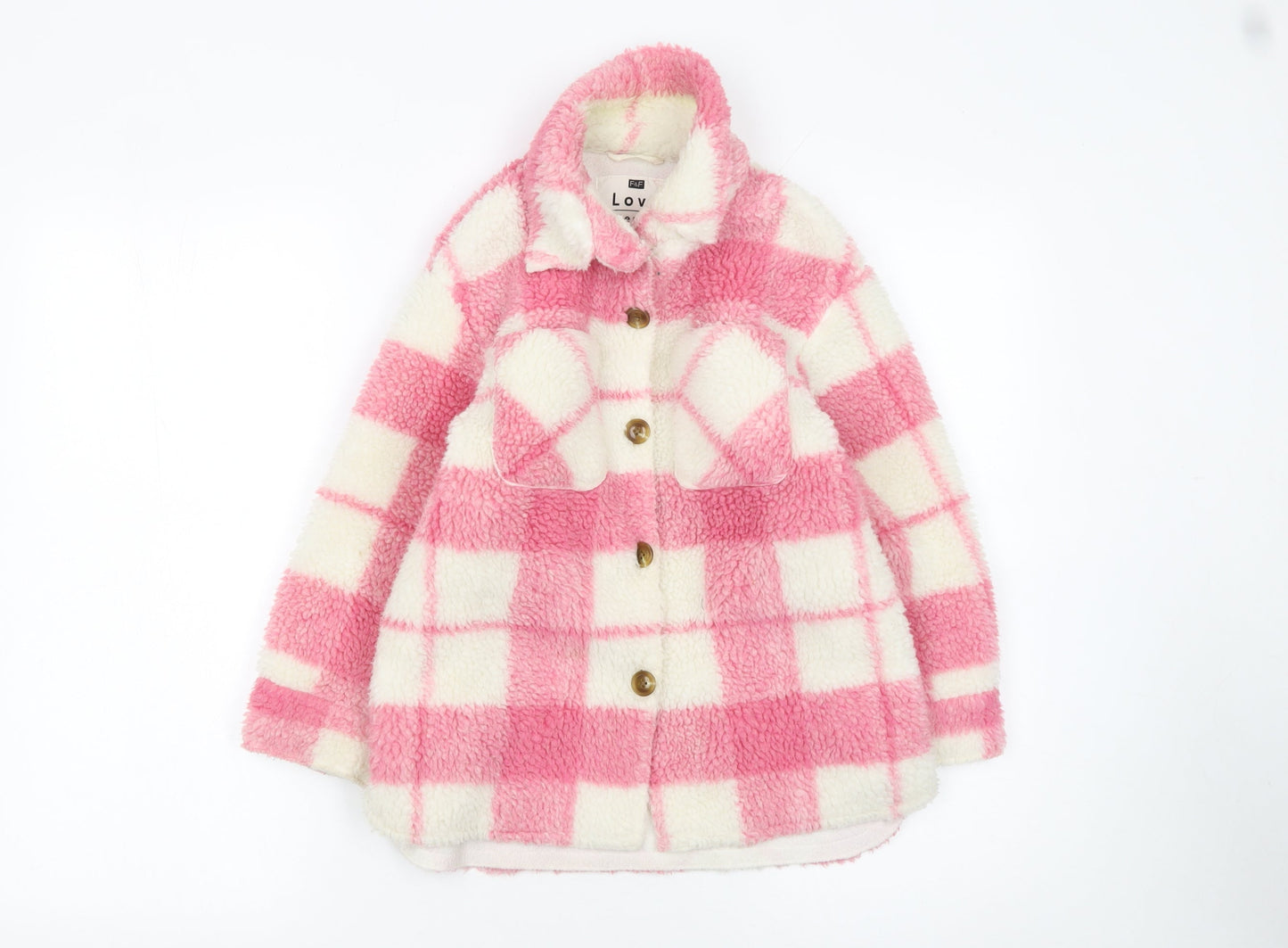 Girls UK Size 6-7 Years F&F Pink Shirt Jacket