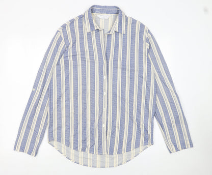 Primark Men's Blue Striped Long Sleeve Button-Up Shirt Size S