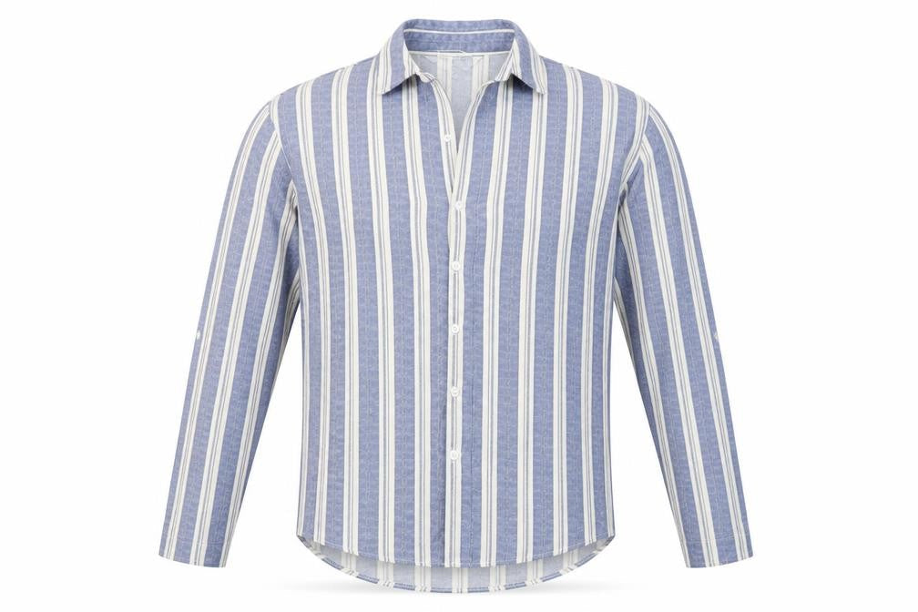 Primark Men's Blue Striped Long Sleeve Button-Up Shirt Size S