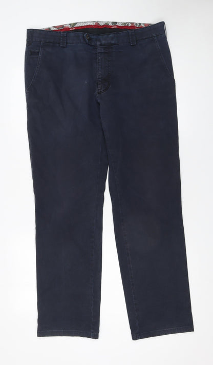Mens UK Size 38/32 Meyer Regular Fit Chino Blue Trousers