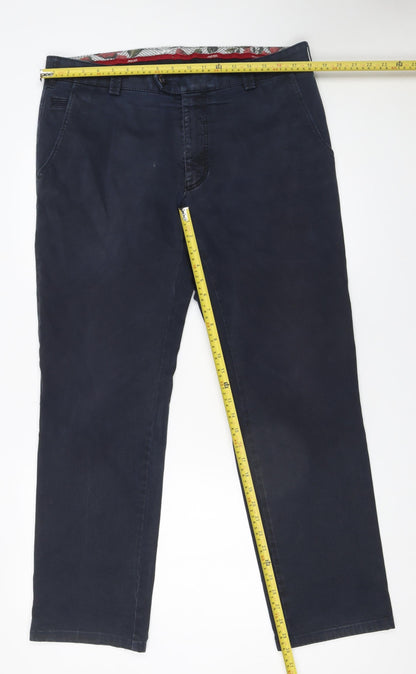 Mens UK Size 38/32 Meyer Regular Fit Chino Blue Trousers