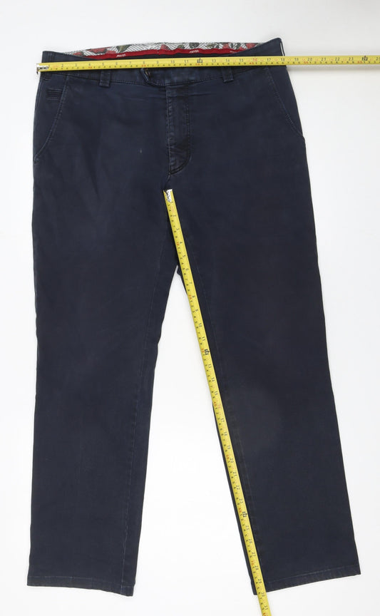 Mens UK Size 38/32 Meyer Regular Fit Chino Blue Trousers