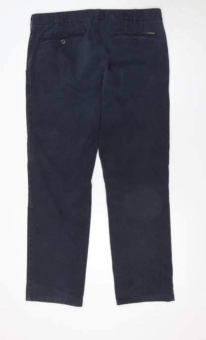 Mens UK Size 38/32 Meyer Regular Fit Chino Blue Trousers