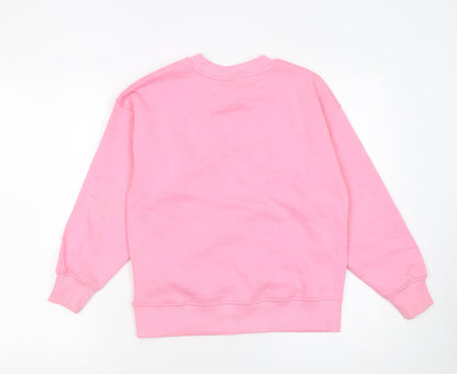 Matalan Girls Pink Graphic Crew Neck Sweatshirt 10 Years Cotton Blend