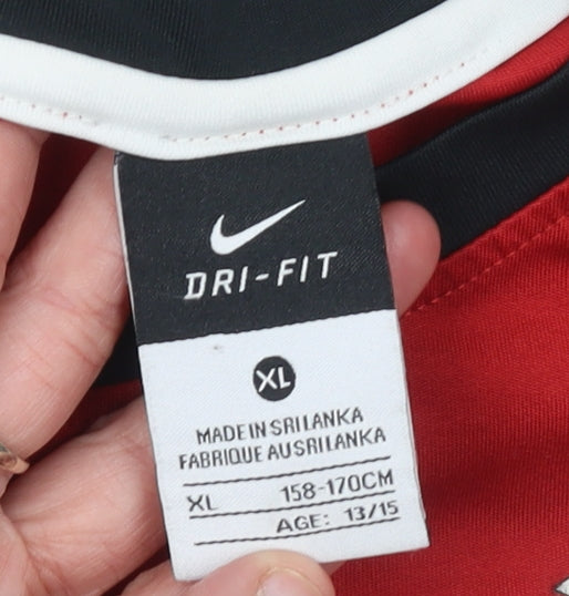 Nike Boys Red Dri-Fit Football T-Shirt XL 13-15 Years Sports Jersey