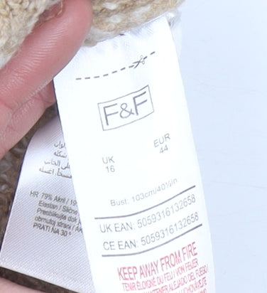 Womens UK Size 16 F&F Beige Pullover Jumper