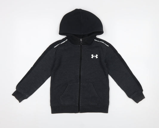 Boys UK Size 5-6 Years Under armour Black Full Zip Hoodie