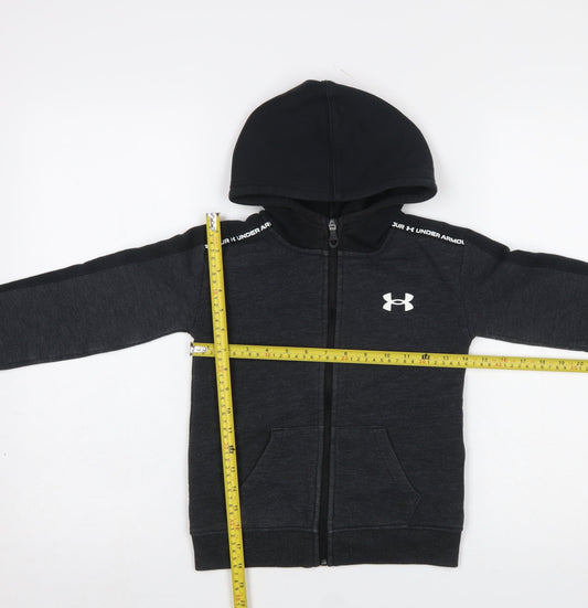 Boys UK Size 5-6 Years Under armour Black Full Zip Hoodie