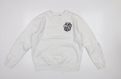 Mens UK Size L Mitchell & Ness White Pullover Sweatshirt