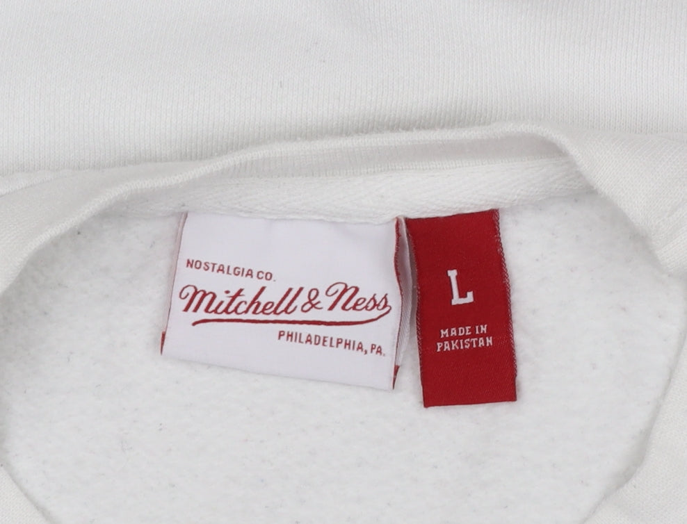 Mens UK Size L Mitchell & Ness White Pullover Sweatshirt