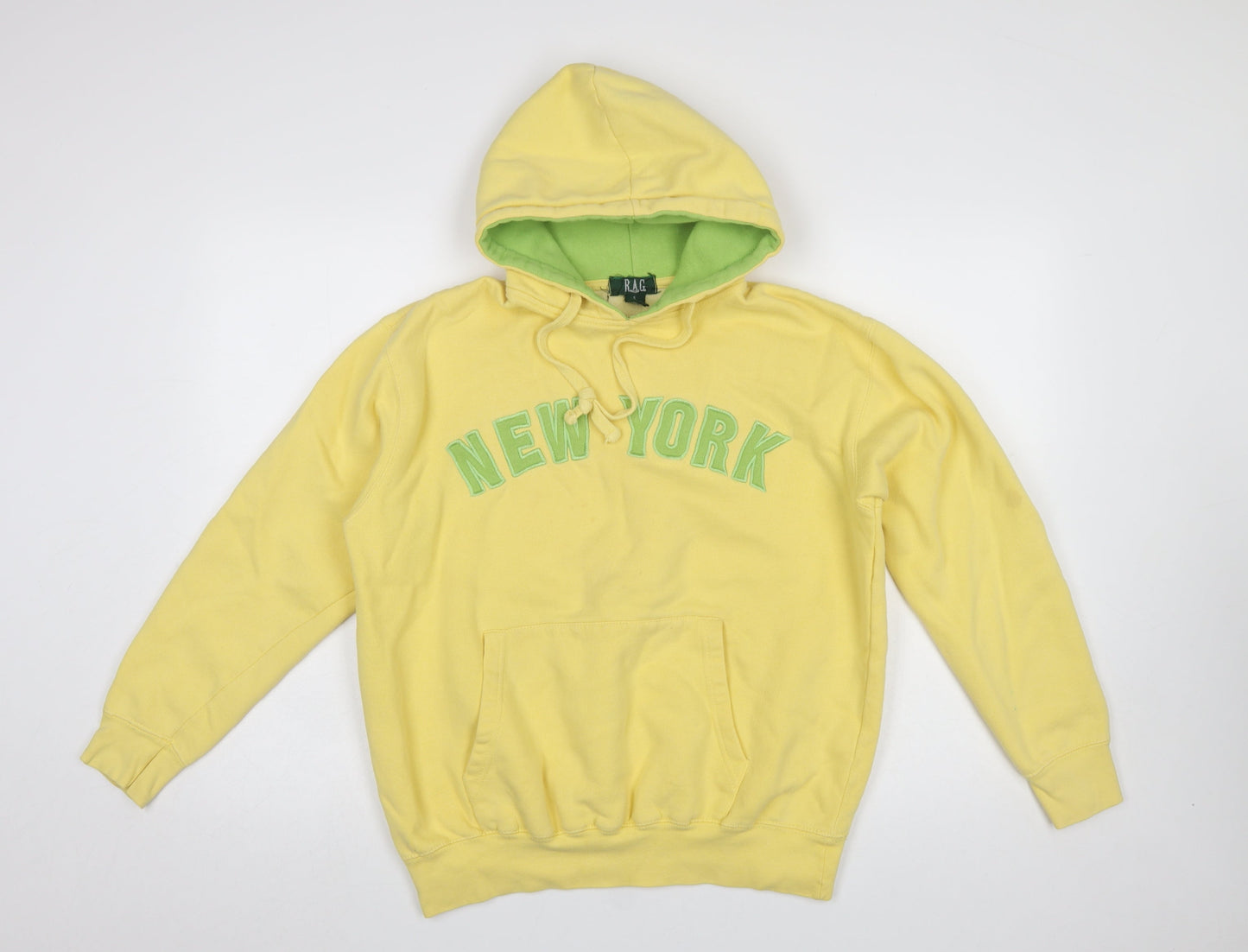 Womens UK Size S RAG Yellow Pullover Hoodie