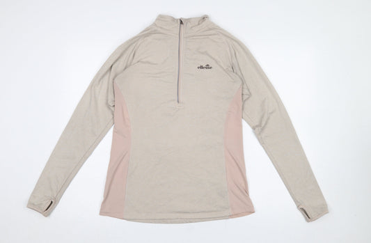 Womens UK Size L ellesse Beige Gym & Training Running & Jogging Yoga T-Shirt