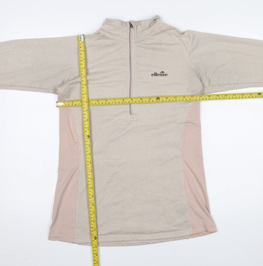 Womens UK Size L ellesse Beige Gym & Training Running & Jogging Yoga T-Shirt