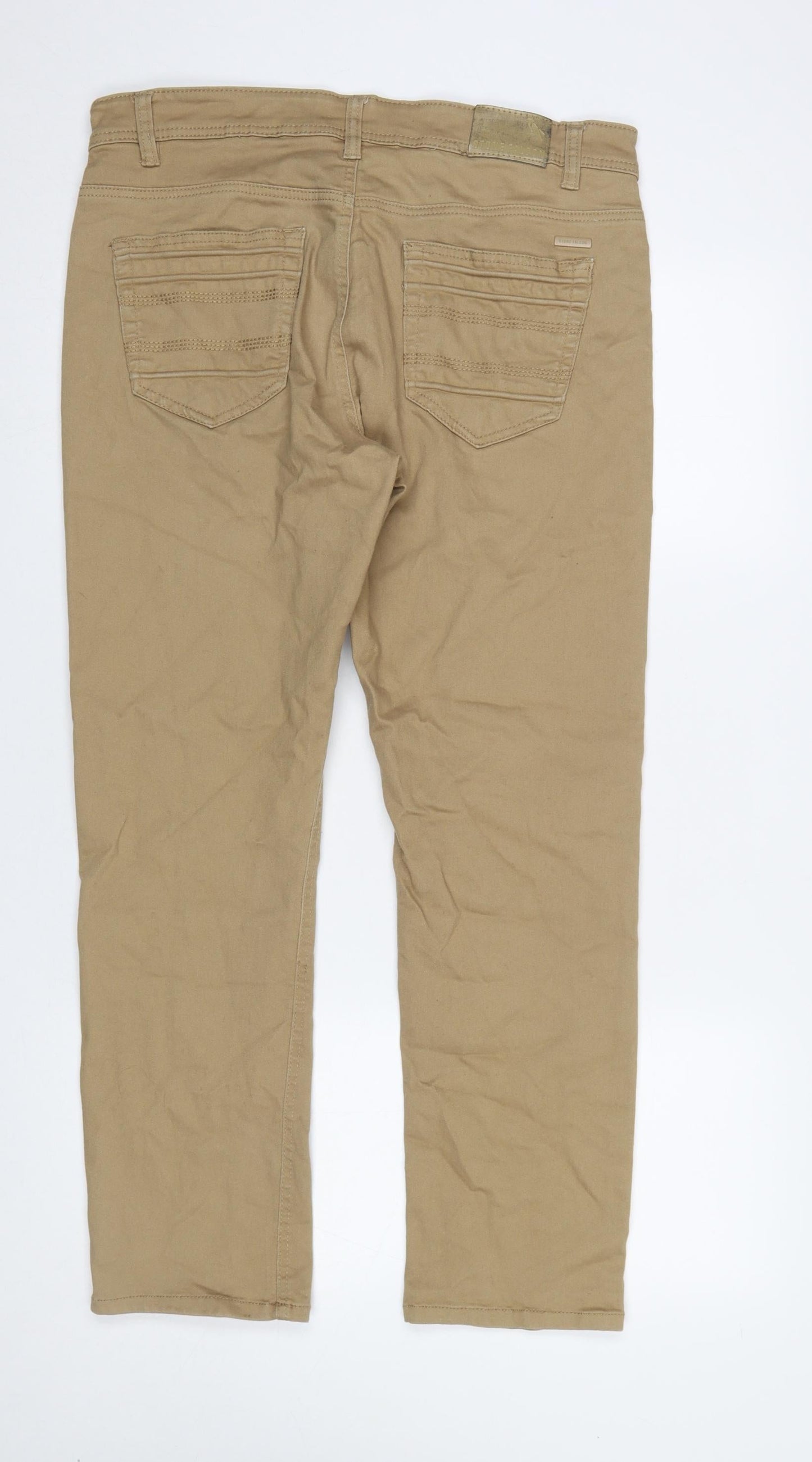 Mens UK Size 36/30 Stone Falcon Slim Fit Straight Beige Jeans
