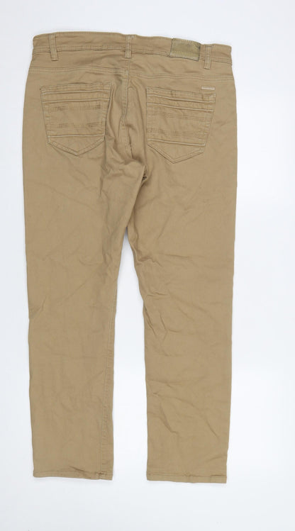 Mens UK Size 36/30 Stone Falcon Slim Fit Straight Beige Jeans