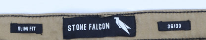Mens UK Size 36/30 Stone Falcon Slim Fit Straight Beige Jeans