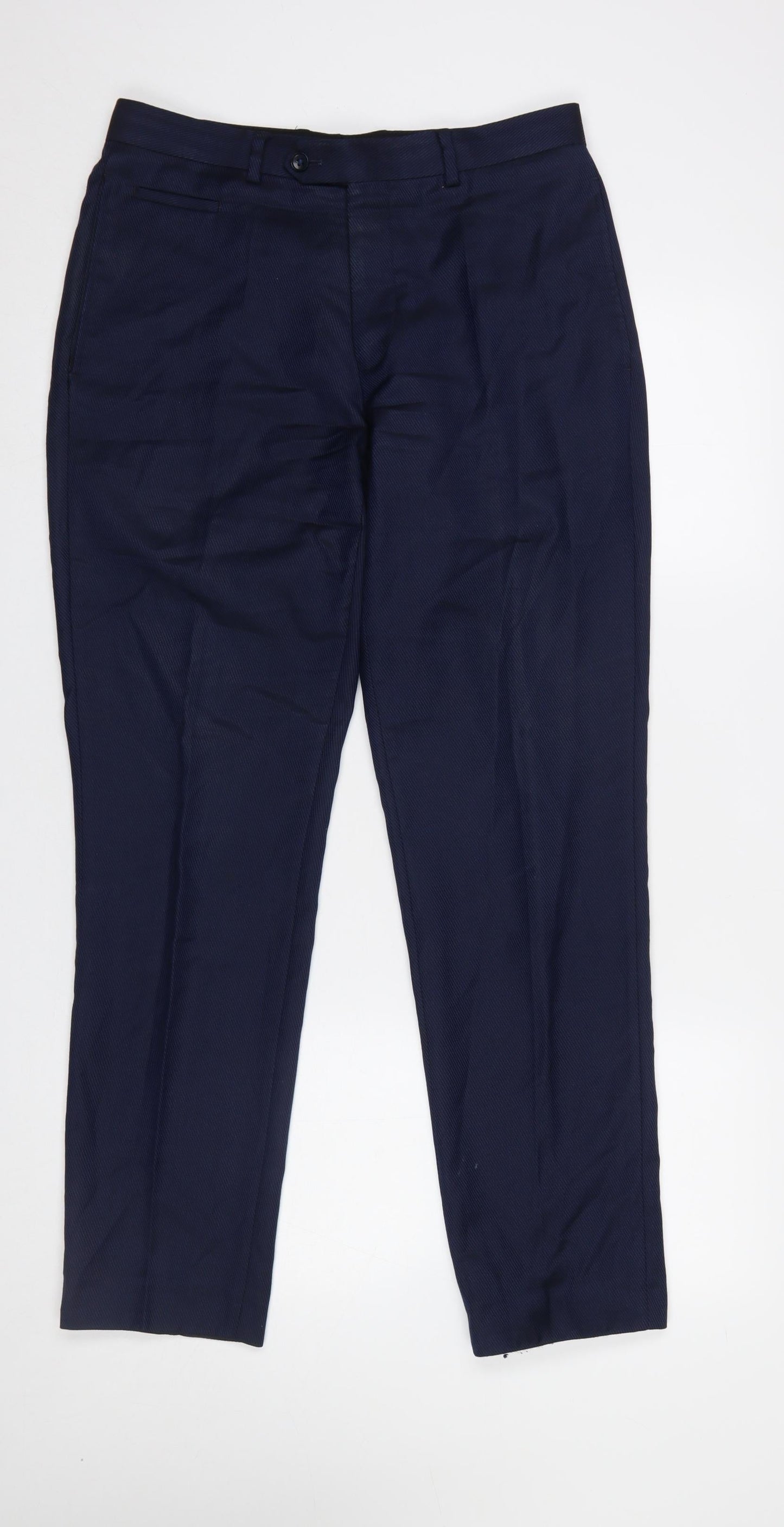 Mens UK Size 32R Remus Uomo Slim Fit Dress Pants Blue Trousers
