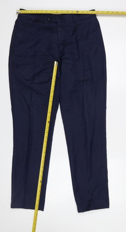 Mens UK Size 32R Remus Uomo Slim Fit Dress Pants Blue Trousers
