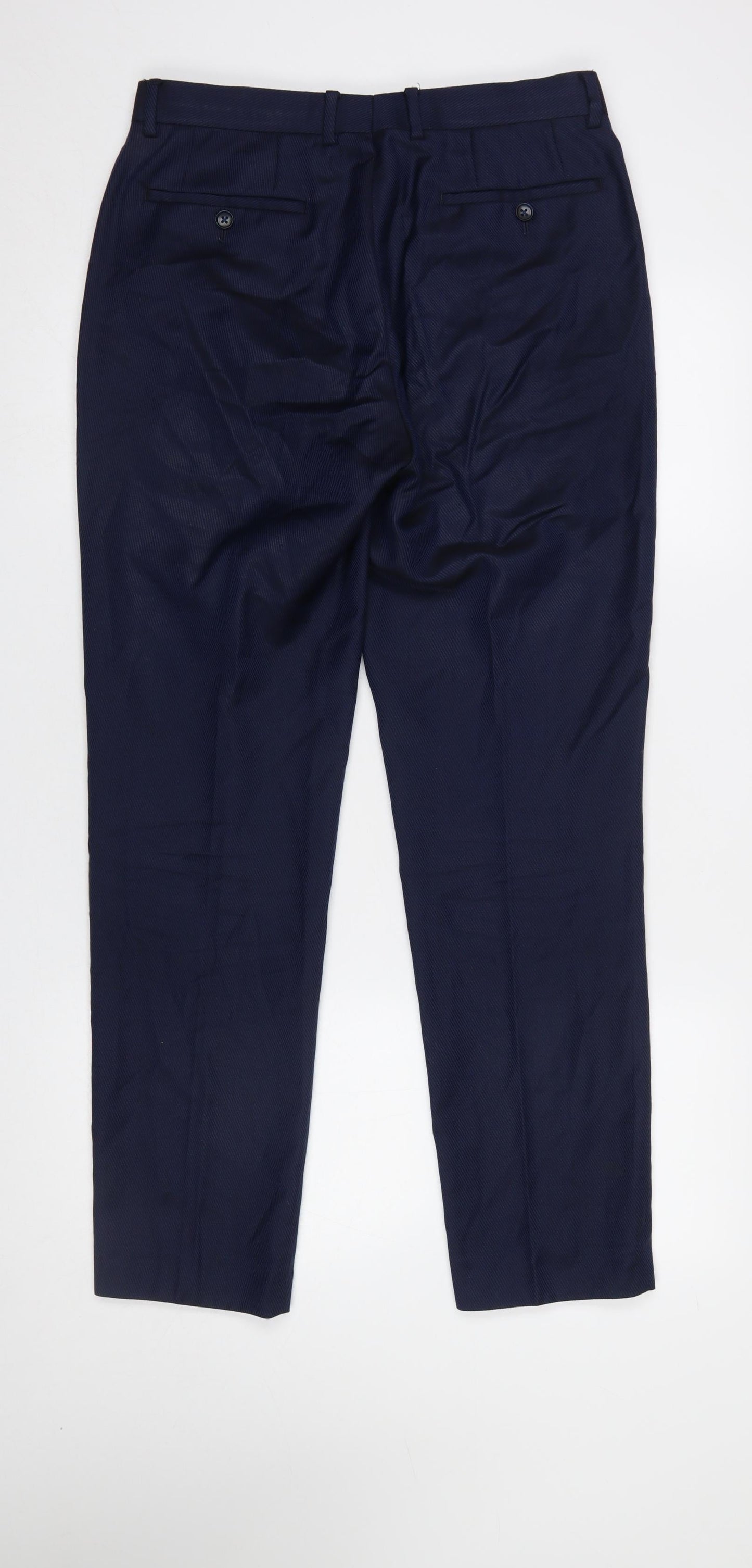 Mens UK Size 32R Remus Uomo Slim Fit Dress Pants Blue Trousers