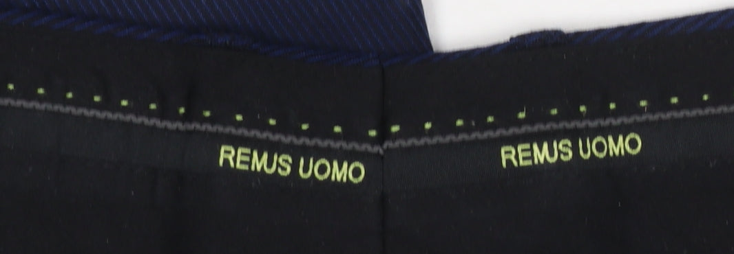 Mens UK Size 32R Remus Uomo Slim Fit Dress Pants Blue Trousers