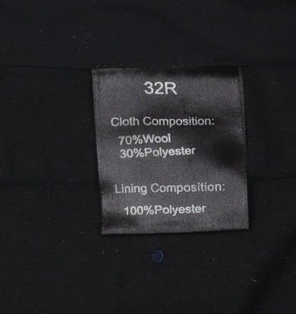 Mens UK Size 32R Remus Uomo Slim Fit Dress Pants Blue Trousers