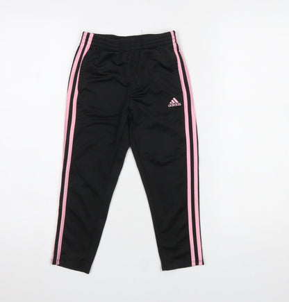 Girls UK Size 10 Years adidas Regular Fit Jogger Black Trousers