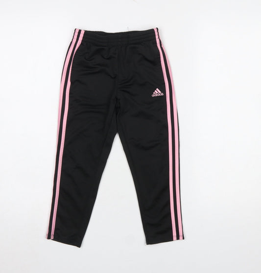 Girls UK Size 10 Years adidas Regular Fit Jogger Black Trousers
