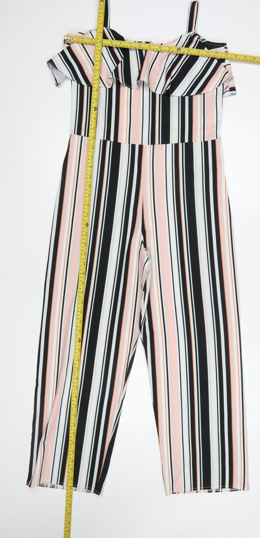 Lipsy London Girls Multicoloured Striped Off Shoulder Jumpsuit 14 Years