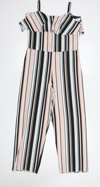 Lipsy London Girls Multicoloured Striped Off Shoulder Jumpsuit 14 Years