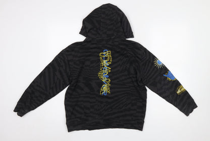 Quiksilver Boys Black Graphic Pullover Hoodie Size 10 Cotton Blend
