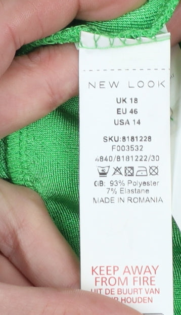 Womens UK Size 18 New Look Green Tunic Blouse