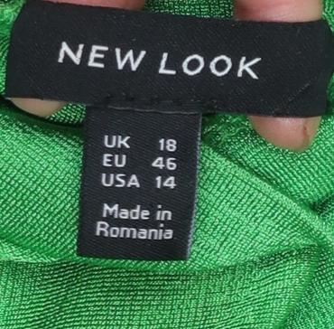 Womens UK Size 18 New Look Green Tunic Blouse