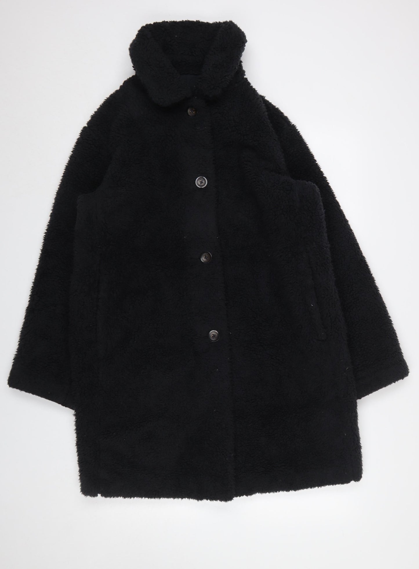 Womens UK Size M Uniqlo Black Overcoat