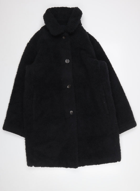 Womens UK Size M Uniqlo Black Overcoat