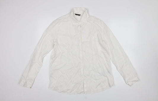 Womens UK Size 10 Massimo Dutti White Basic Button-Up