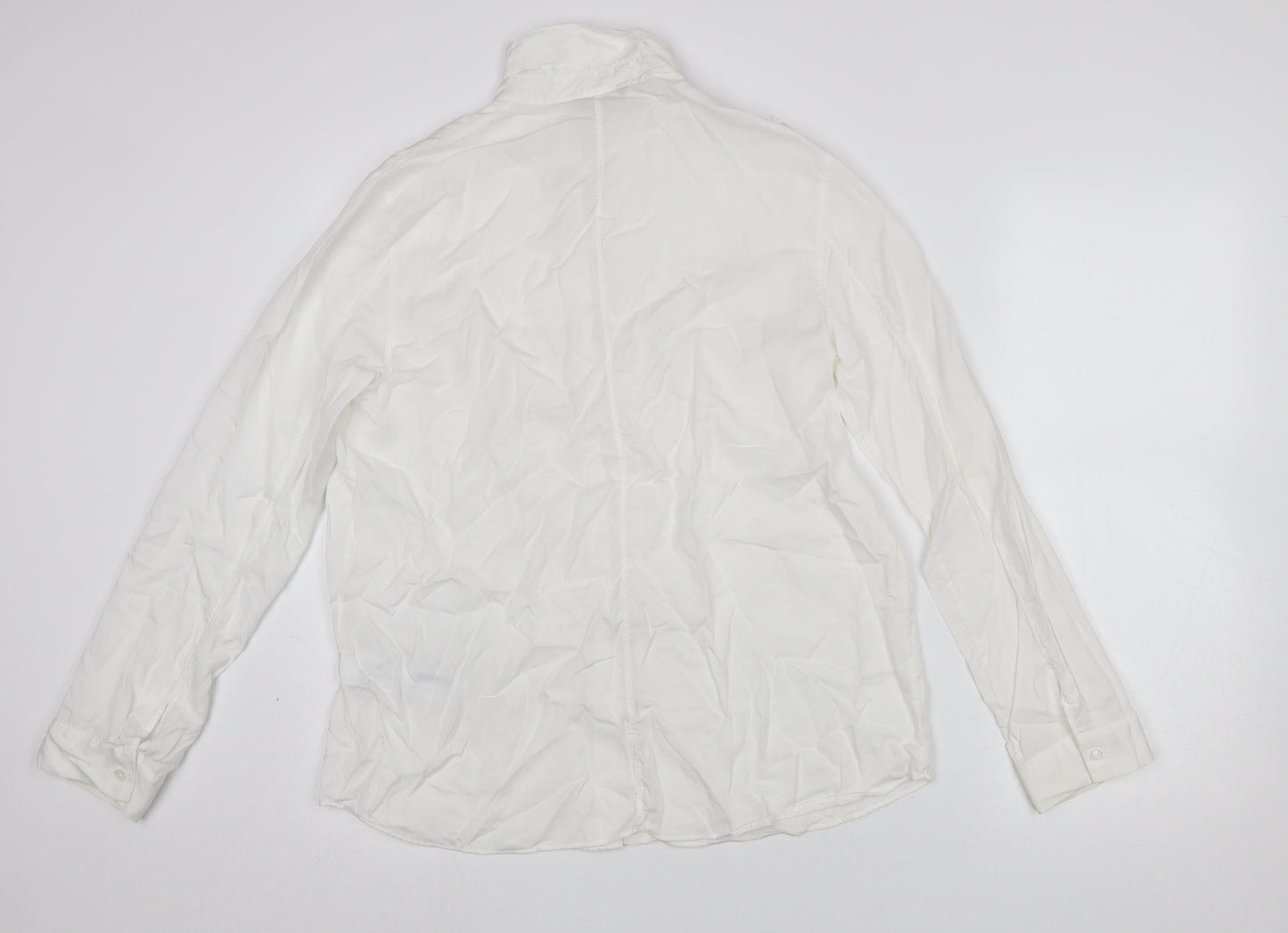 Womens UK Size 10 Massimo Dutti White Basic Button-Up